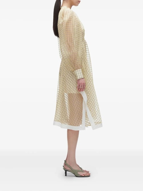 3.1 Phillip Lim puff-sleeve checked midi dress - Neutrals - zdjęcie produktu nr 2