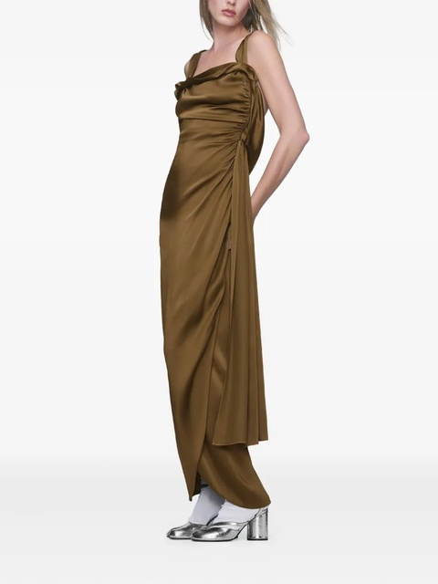 Maison Margiela draped-detail asymmetric gown - Brown - zdjęcie produktu nr 2