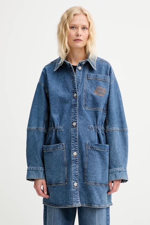 MUNTHE kurtka jeansowa PRICKLY kolor niebieski przejściowa oversize 252150725204 - zdjęcie produktu nr 1