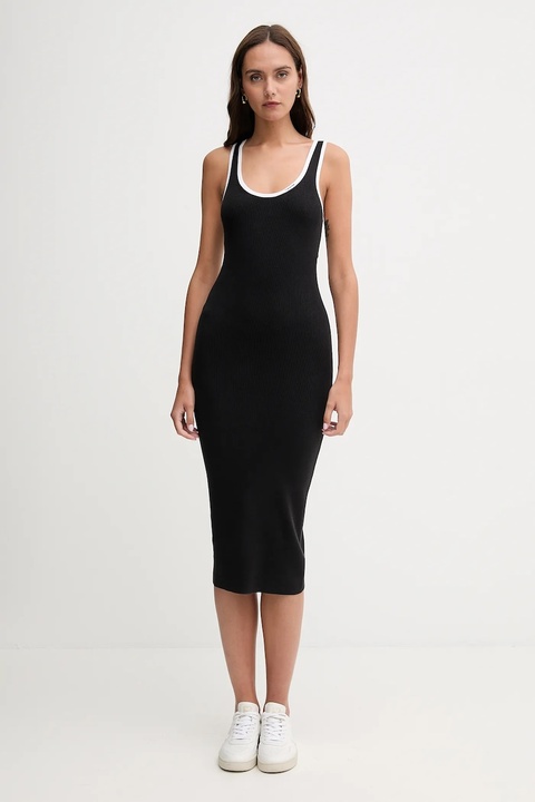 Calvin Klein Jeans sukienka kolor czarny midi dopasowana LV047D301G - zdjęcie produktu nr 1