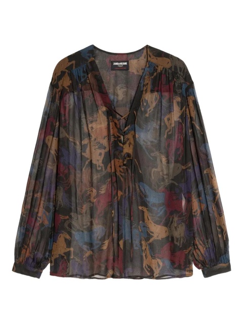 Zadig&Voltaire horse-print lace-up top - Brown - zdjęcie produktu nr 1