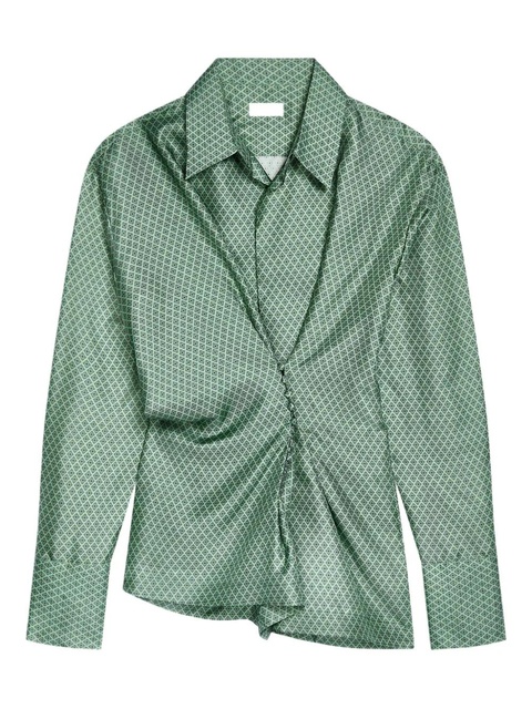 DRIES VAN NOTEN draped silk geometric blouse - Green - zdjęcie produktu nr 1