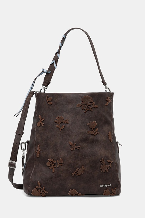 Desigual torebka STENCIL FLOWER LO kolor brązowy 25WAXPBA - zdjęcie produktu nr 1