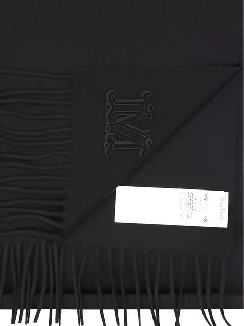 Max Mara embroidered-logo fringe scarf - Black - zdjęcie produktu nr 2