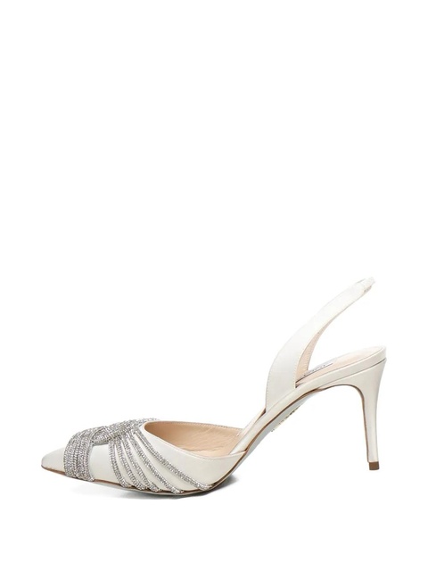 Aquazzura Gatsby Sling Satin 75MM crystal-embellished slingback pumps - White - zdjęcie produktu nr 2