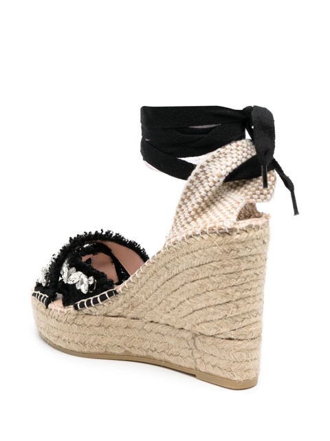 Manebi 110mm crystal-embellished wedge espadrilles - Black - zdjęcie produktu nr 2