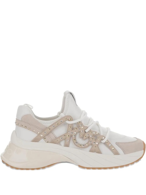 PINKO Ariel rhinestone-embellished lace-up sneakers - Neutrals - zdjęcie produktu nr 1