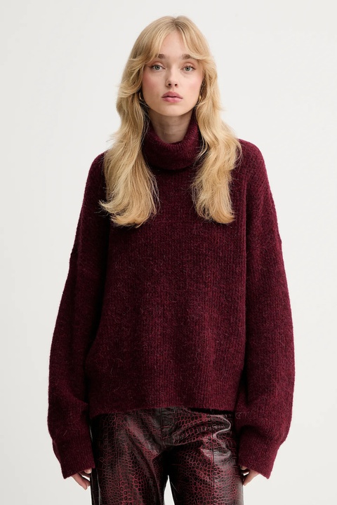 Gestuz sweter damski kolor bordowy z golfem 10909446 - zdjęcie produktu nr 1