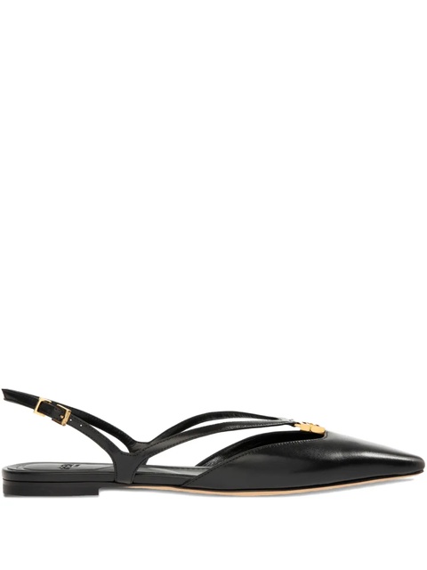 FENDI Fold slingback leather flats - Black - zdjęcie produktu nr 1