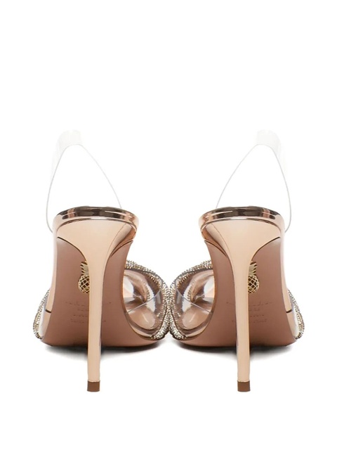 Aquazzura 105mm Gatsby crystal-embellished slingback pumps - Silver - zdjęcie produktu nr 2
