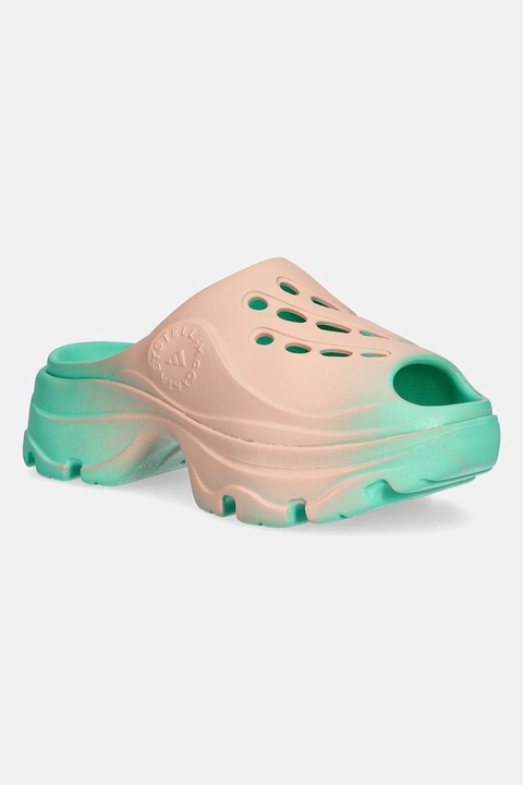 adidas by Stella McCartney klapki Clog damskie kolor zielony na platformie JH8952 - zdjęcie produktu nr 1