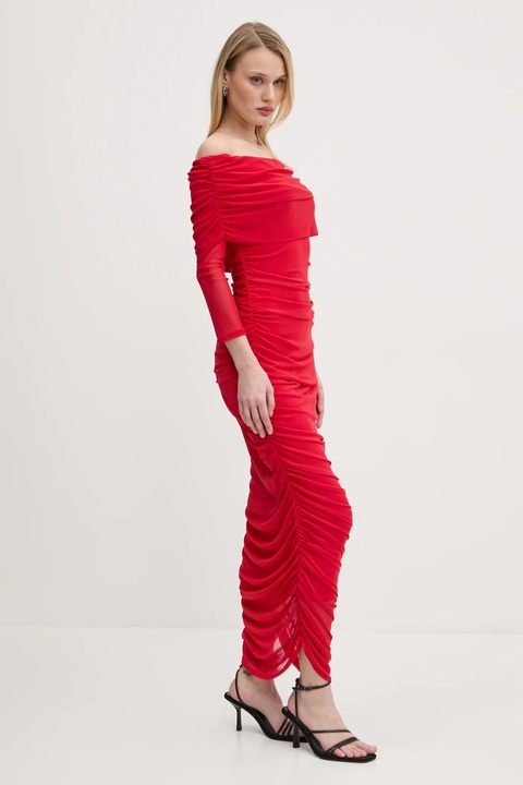 Never Fully Dressed sukienka Diaz kolor czerwony maxi dopasowana NFDDR1739 - zdjęcie produktu nr 1