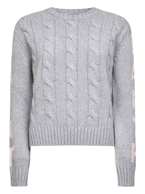 MC2 Saint Barth cable-knit jacquard lettering sweater - Grey - zdjęcie produktu nr 1