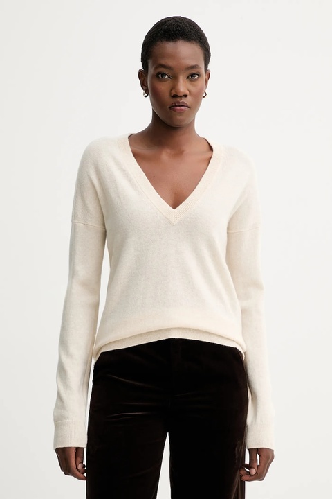 ZADIG&VOLTAIRE sweter wełniany damski kolor beżowy lekki KWSW02816 - zdjęcie produktu nr 1