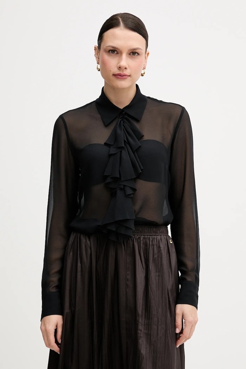 Sisley koszula damska kolor czarny regular z kołnierzykiem klasycznym 5NOXLQ09T - zdjęcie produktu nr 1