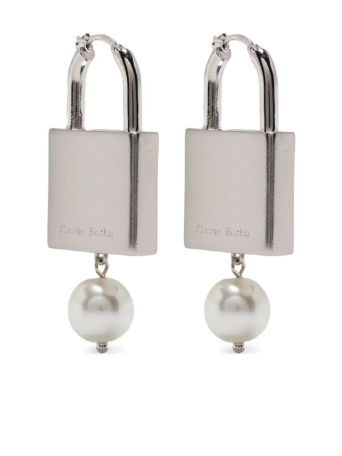 Simone Rocha padlock pearl-embellished earrings - Silver - zdjęcie produktu nr 1