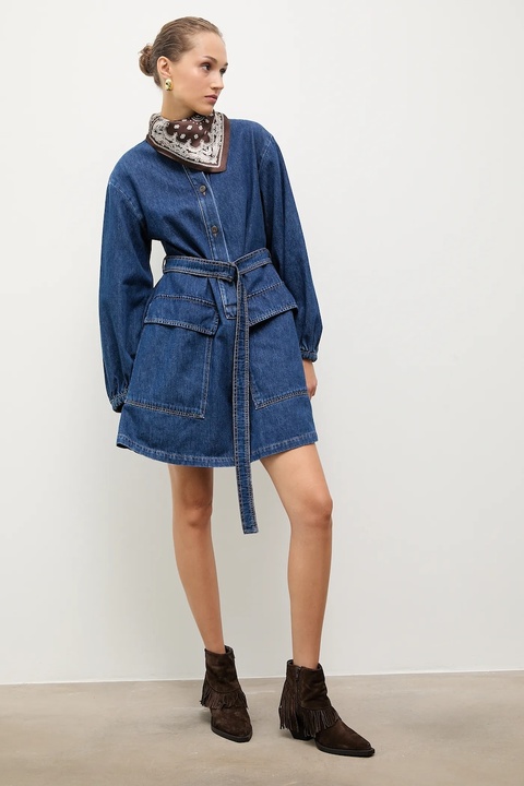 Answear.LAB kowbojki zamszowe kolor brązowy na słupku - zdjęcie produktu nr 2