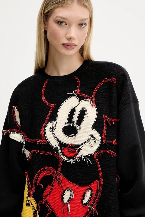 Desigual bluza HELLO MICKEY damska kolor czarny wzorzysta 25WWSK14 - zdjęcie produktu nr 2