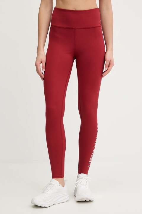Calvin Klein Performance legginsy treningowe kolor bordowy gładkie LVGWS5L612 - zdjęcie produktu nr 2