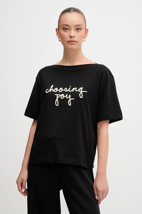 United Colors of Benetton t-shirt bawełniany damski kolor czarny 35P5D10AV - zdjęcie produktu nr 1