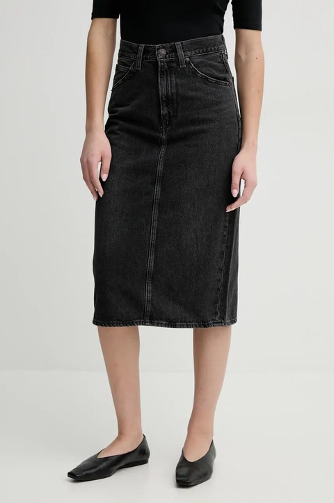 Levi's spódnica jeansowa HR BACK SLIT SKIRT kolor szary midi ołówkowa 001VH - zdjęcie produktu nr 1