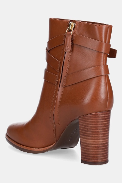 Lauren Ralph Lauren botki skórzane Cllns Bt Hl damskie kolor brązowy na słupku 802974385001 - zdjęcie produktu nr 2