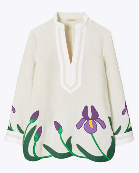 TORY BURCH - Haftowana bluzka z lnu Iris - zdjęcie produktu nr 1