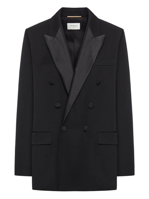 Saint Laurent satin-lapels double-breasted blazer - Black - zdjęcie produktu nr 1
