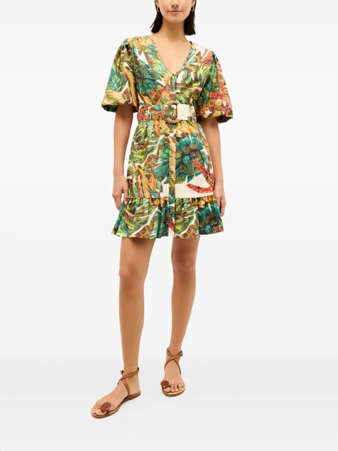 Marie Oliver Gwyneth leaf-printed mini dress - Green - zdjęcie produktu nr 1