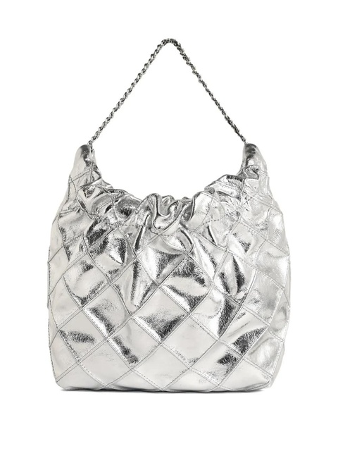 Tory Burch Fleming Metallic Mini Hobo Bag - Silver - zdjęcie produktu nr 1