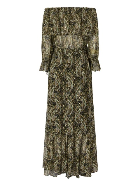 PINKO paisley-print off-shoulder maxi dress - Green - zdjęcie produktu nr 1