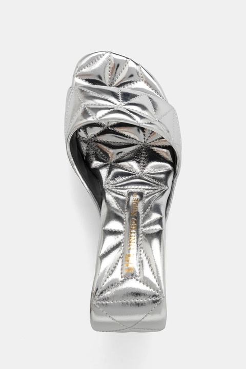 United Nude klapki skórzane Mobius Hi damskie kolor srebrny na koturnie 10001902188 - zdjęcie produktu nr 2