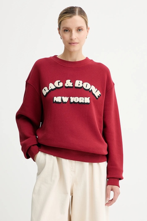 Rag & Bone bluza damska kolor czerwony z aplikacją RE0E25FT3VW - zdjęcie produktu nr 1