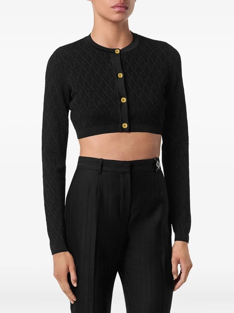 Versace geometric-pattern cropped cardigan - Black - zdjęcie produktu nr 1