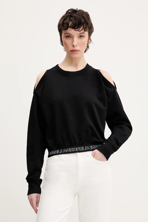 Karl Lagerfeld Jeans bluza damska kolor czarny gładka A2W20062 - zdjęcie produktu nr 1