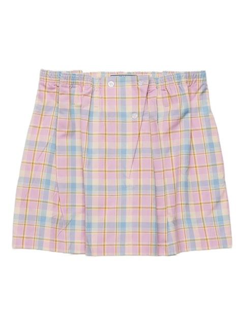 Prada checked gathered-waist mini skirt - Pink - zdjęcie produktu nr 1