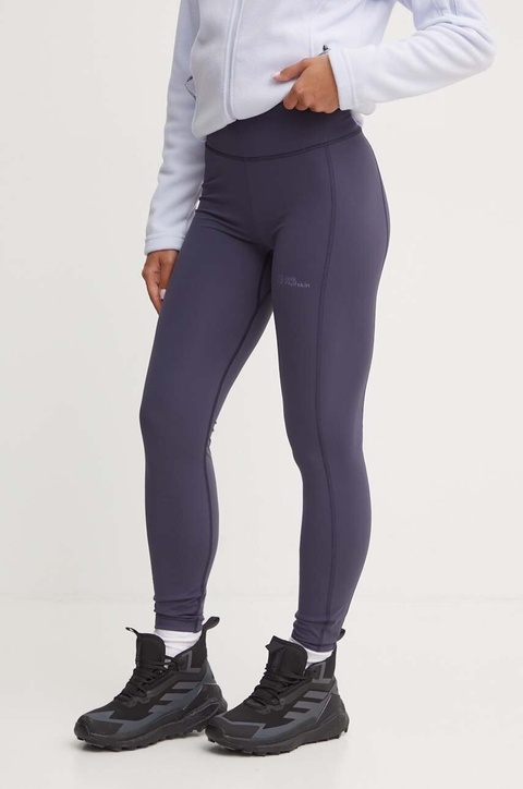 Jack Wolfskin legginsy sportowe Klintal damskie kolor szary gładkie 1508901 - zdjęcie produktu nr 1