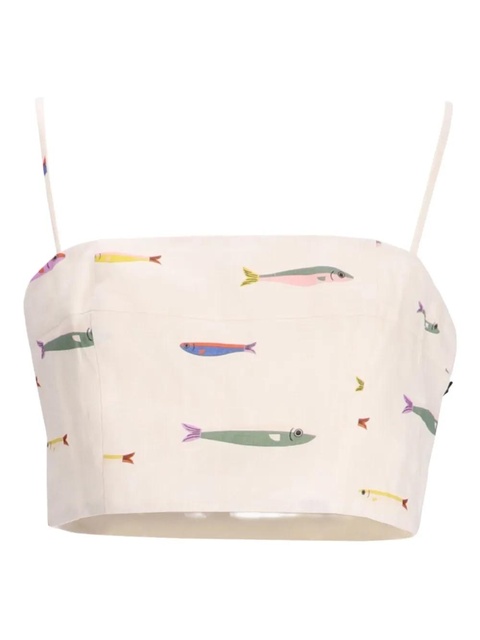 STAUD fishes-print spaghetti-straps top - Neutrals - zdjęcie produktu nr 1