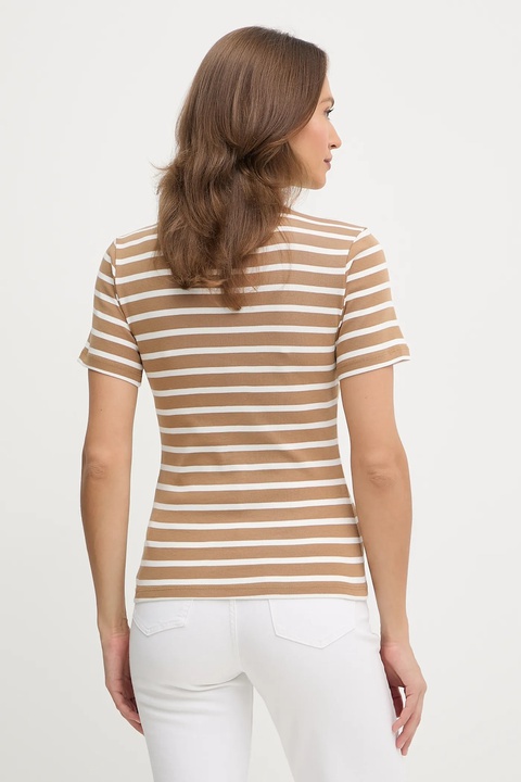 Tommy Hilfiger t-shirt bawełniany damski kolor brązowy WW0WW40587 - zdjęcie produktu nr 2