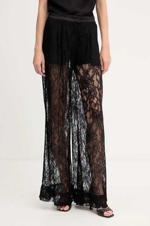 Pinko spodnie damskie kolor czarny szerokie high waist 105501 A2R7 - zdjęcie produktu nr 1