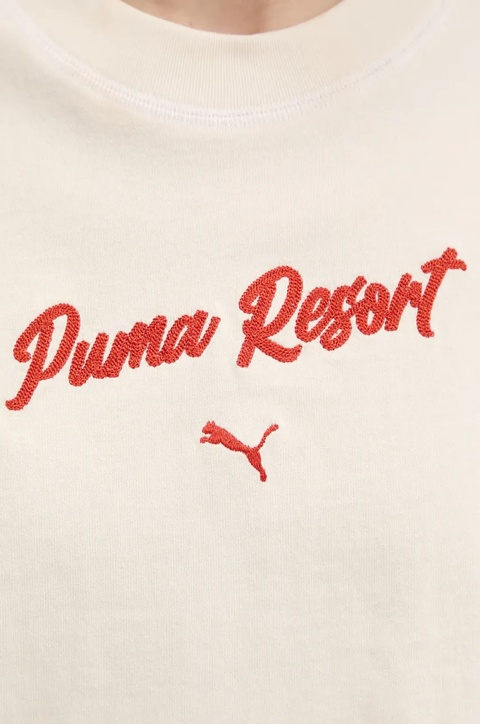 Puma t-shirt bawełniany damski kolor beżowy 629776 - zdjęcie produktu nr 2