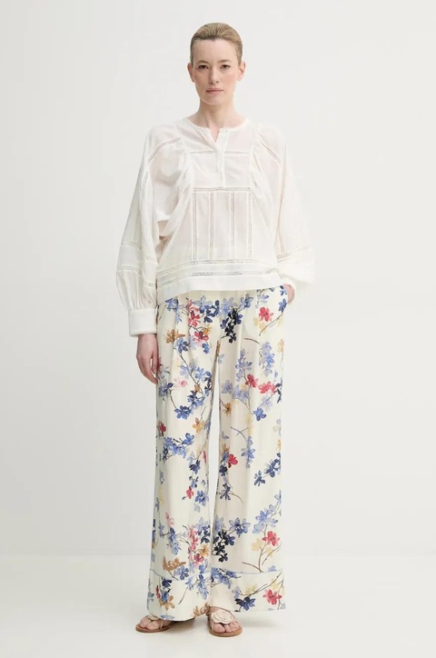 MUNTHE spodnie FAICUS damskie kolor beżowy szerokie high waist 251142525121 - zdjęcie produktu nr 2