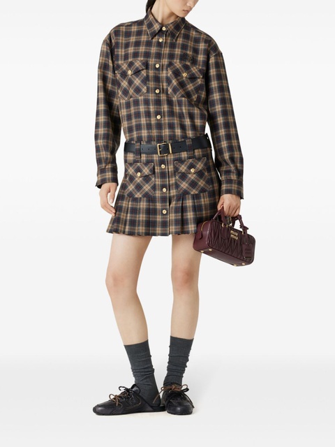 Miu Miu pleated tartan miniskirt - Brown - zdjęcie produktu nr 2