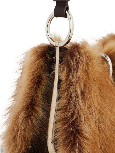 Rabanne ring-detail fur shoulder bag - Brown - zdjęcie produktu nr 2