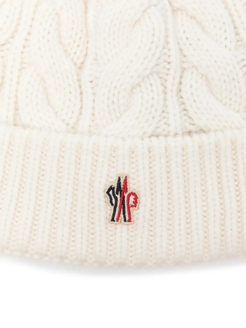 Moncler Grenoble pompom-detail beanie hat - White - zdjęcie produktu nr 1