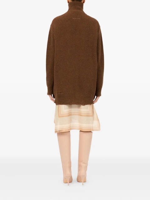 MM6 Maison Margiela ribbed zip-up cardigan - Brown - zdjęcie produktu nr 2