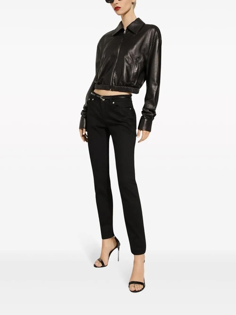 Dolce & Gabbana logo-appliqué leather jacket - Black - zdjęcie produktu nr 2