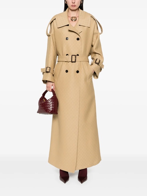 Gucci logo-jacquard trench coat - Neutrals - zdjęcie produktu nr 2
