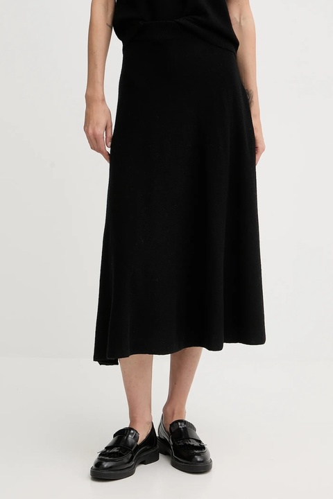 United Colors of Benetton spódnica z dodatkiem wełny kolor czarny midi rozkloszowana 1444D002B - zdjęcie produktu nr 1