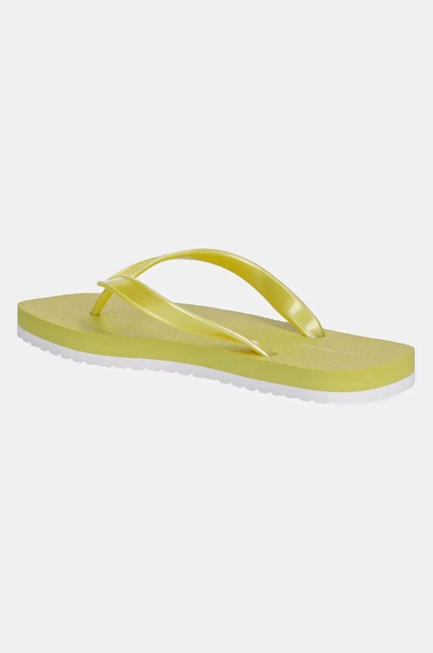Calvin Klein Jeans japonki THONG+ TPU METALLIC damskie kolor zielony na płaskim obcasie YW0YW01720 - zdjęcie produktu nr 2